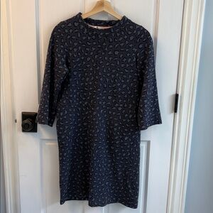 Boden Livia Leopard Animal Print Cotton Sweatshirt Dress Gray Pockets US 6